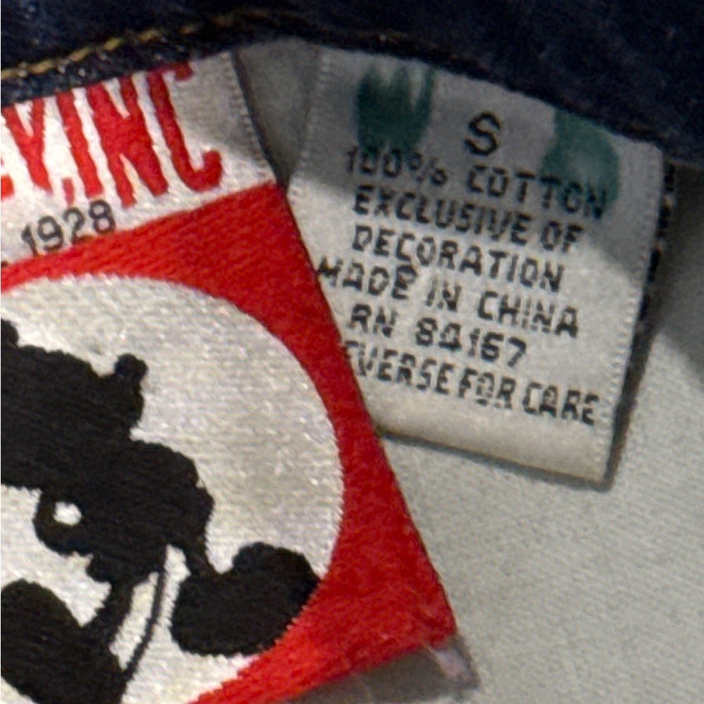 Vintage Disney Mickey Mouse American Flag Oversized Denim Jacket, Size Small. - Picture 10 of 16